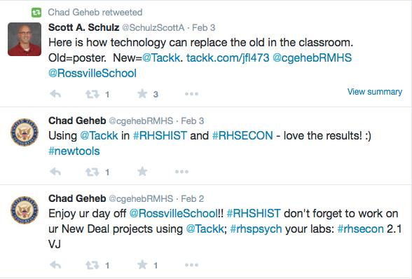 The teacher as well as the principal joined Gick in tweeting about the project