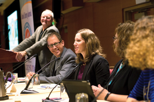  “Becoming Essential” panelists Mike Eisenberg, Mark Ray, Tara Jones, Colet Bartow, and Jeani Littrell-Kwik.