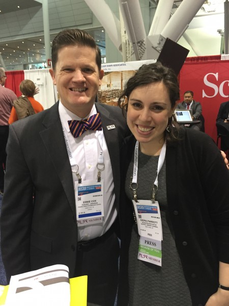 Newbery Committee Chair Ernie Cox (left) with SLJ Reviews Editor Kiera Parrott.