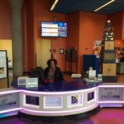 Our current Welcome Desk was a gift from The Daily Show, broadcast from ImaginOn during the 2012 Democratic National Convention. Photo courtesy of Charlotte Mecklenburg Library