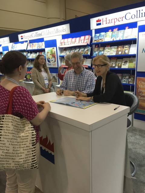 Kevin Henkes signing Waiting at the HarperCollins booth