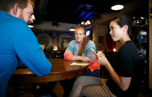 Student Naomi interviews a local business owner. Photo Courtesy of Dallas Public Library.