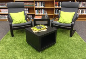 New comfy seating with a splash of color.
