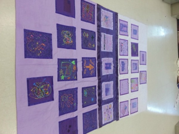 Quilt made by local military youth at the library at the TK