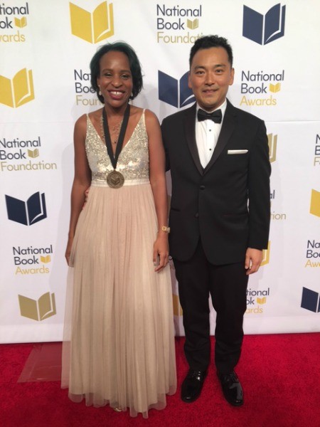 Nicola Yoon, in Anthropologie, with her husband, David