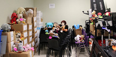 All 35 stuffies were found hiding in the library storage room!