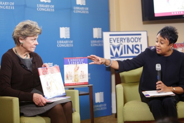 Librarian of Congress Carla Hayden introduces Cokie Roberts for a presentation at the Young Readers Center in honor of Women's History Month, March 6, 2017. Photo by Shawn Miller.