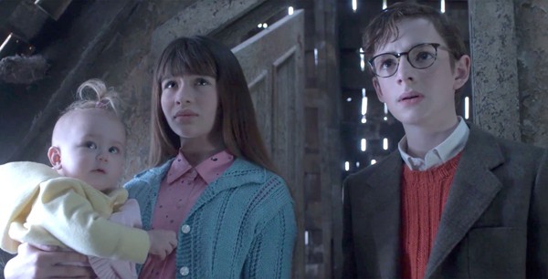 From left: Presley Smith, Malina Weissman, and Louis Hynes in A Series of Unfortunate Events