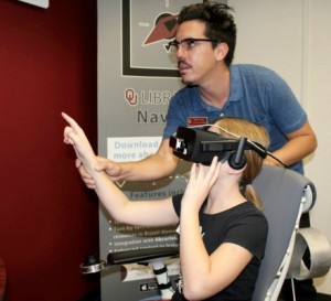A student gets a taste of VR with the help of Matt