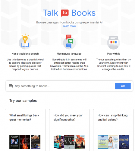 Google’s new Talk to Books: Semantic search for book and idea discovery