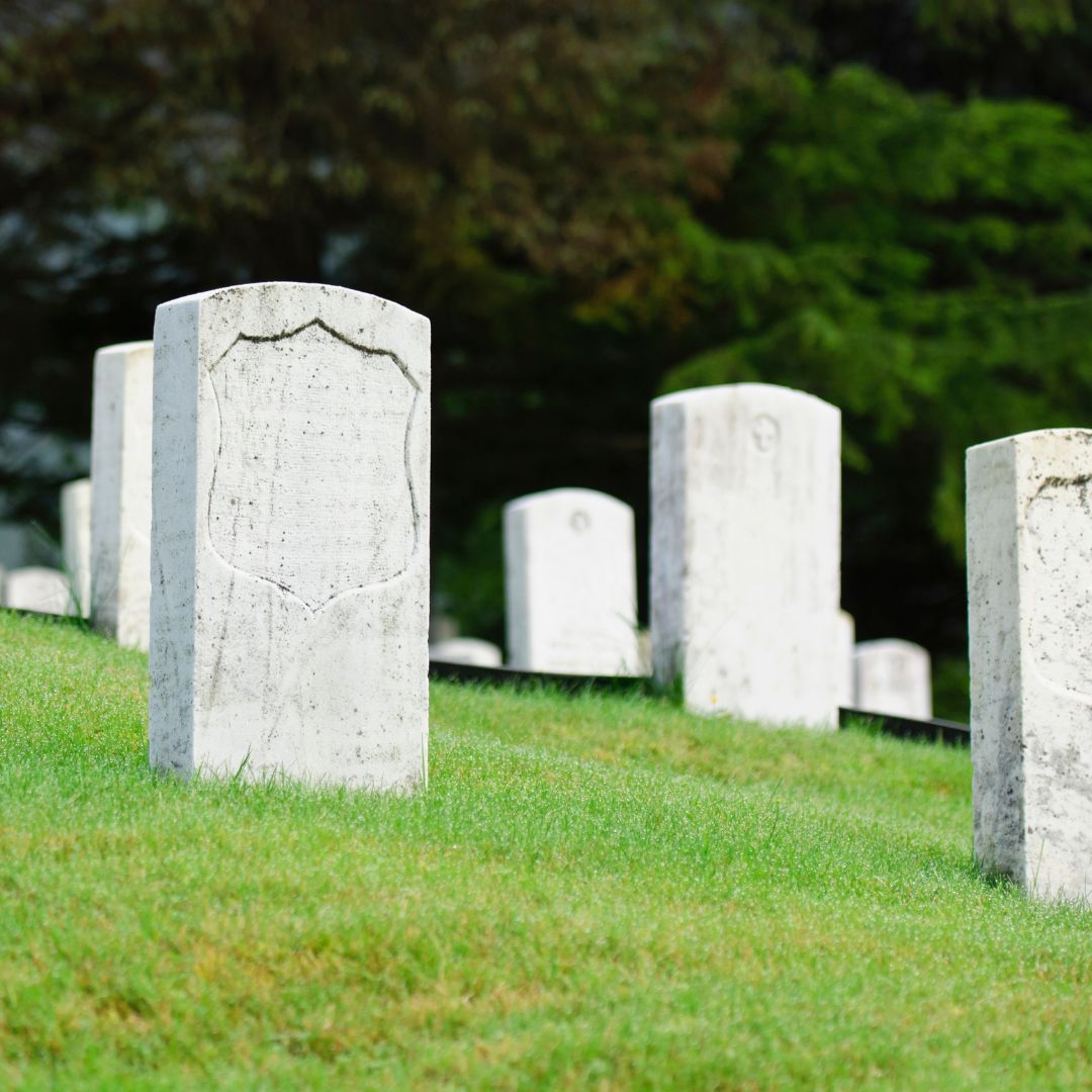 headstones in the grass