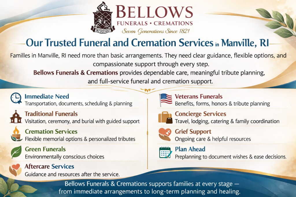 Manville RI funeral and cremation services infographic