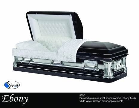 Ebony - Stainless Steel - Standard Casket Large Shell
