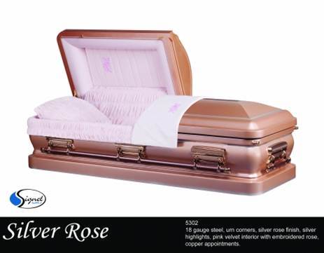 Silver Rose - 18 Ga. Carbon Steel - Large Urn Shell - Velvet