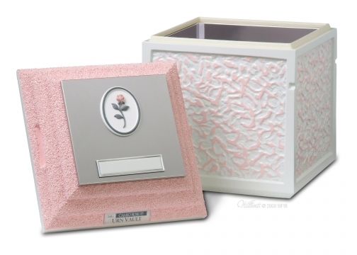 Standard Cremation Vault Selection - Cameo Rose Stainless Steel Triune Urn Vault
