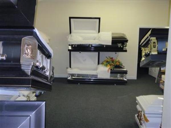Visit our casket and vault room pre-arangements are available