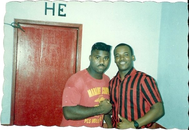 Two young Marine Corporals. Derek Smith with Mark Wheeler. 1987