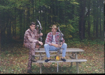 Jim (sitting) and brother Rick at the cabin