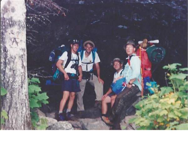 Marks 120 pound backpack on Isle Royal 1994.&nbsp;&nbsp;Notice the waders on top of his pack.&nbsp;&nbsp;We had an 