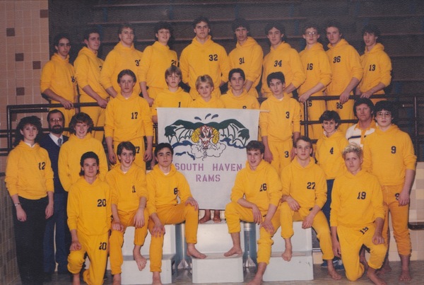 Swim Team. 1986. Mark is number 16, top right.