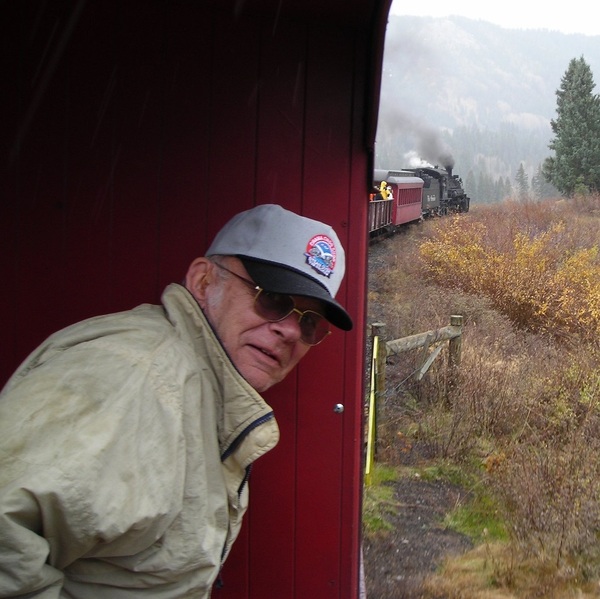 My Dad, 2006, Cumbres & Toltec Railroad, Chama, NM.&nbsp;&nbsp;He loved the old timey steam trains.