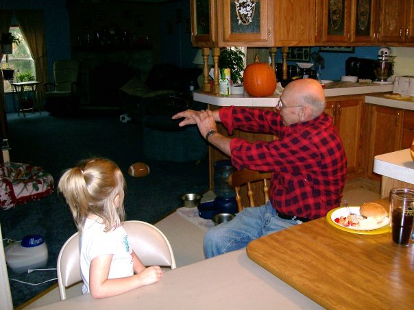 Grandpas famous growing arm trick. <3