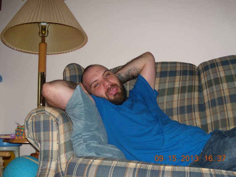 Playing with his cousin.