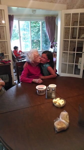 Analeah giving Tutu hugs and kisses last week before going to bed.