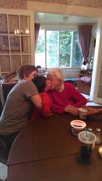 Graycen giving Tutu hugs and kisses last week before getting ready for bed.