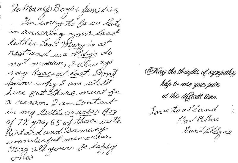 condolences from Allegra