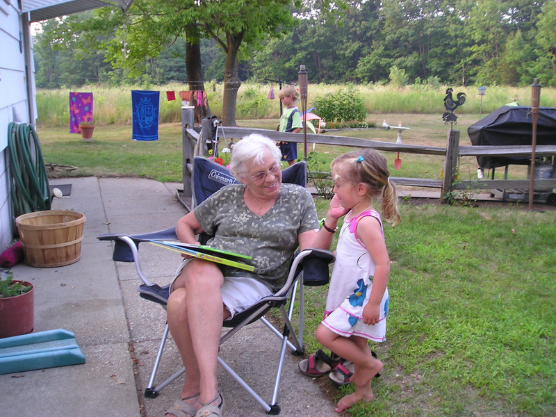 Our mom, Polly, with her granddaughter Jessica, visiting from Ireland in 2007.
