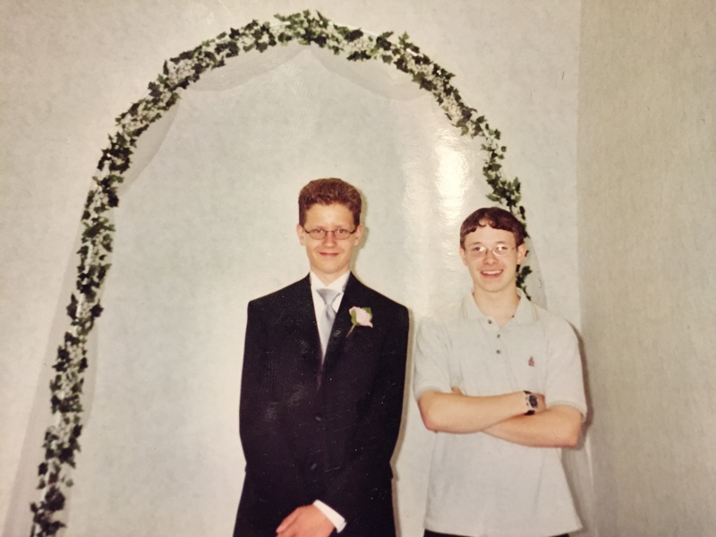 August 2003 at my brother's wedding reception. Myself on the left, Jeff on the right. Only picture of us I have.