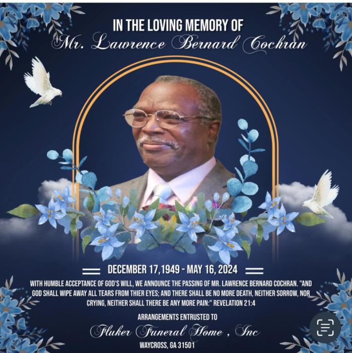 SFC (RET.) LAWRENCE COCHRAN Obituary May 16, 2024 Fluker Funeral