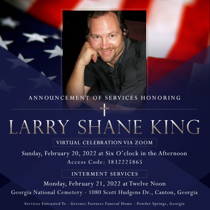 Larry King Obituary February 10, 2022 Greener Pastures Funeral Home Powder Springs, GA