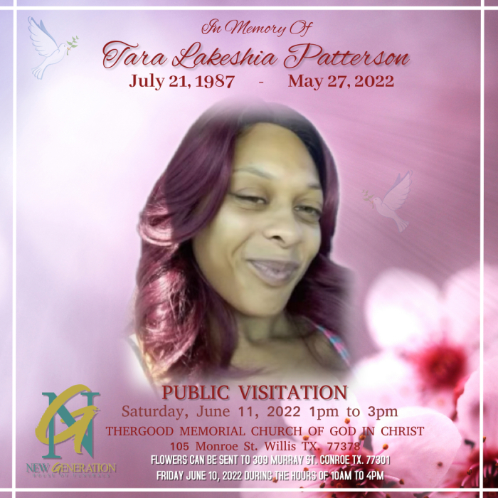 Tara Patterson Obituary Apr 27, 2022 Conroe, TX