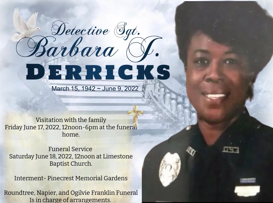 Detective Sgt. Barbara Derricks Obituary June 9, 2022 Roundtree