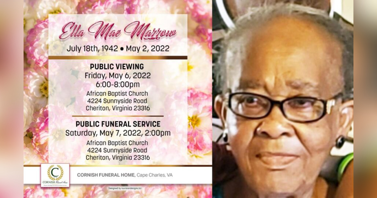 Ms. Ella Mae Marrow Obituary May 2, 2022 Cornish & Holland Funeral
