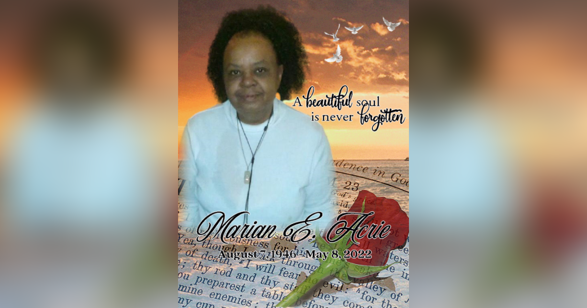 Obituary for Marian Elaine (Maggie) Acrie Robert A. Waters Funeral