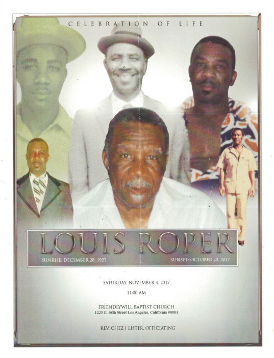 Obituary for Louis Roper Inglewood Mortuary, Inglewood, CA