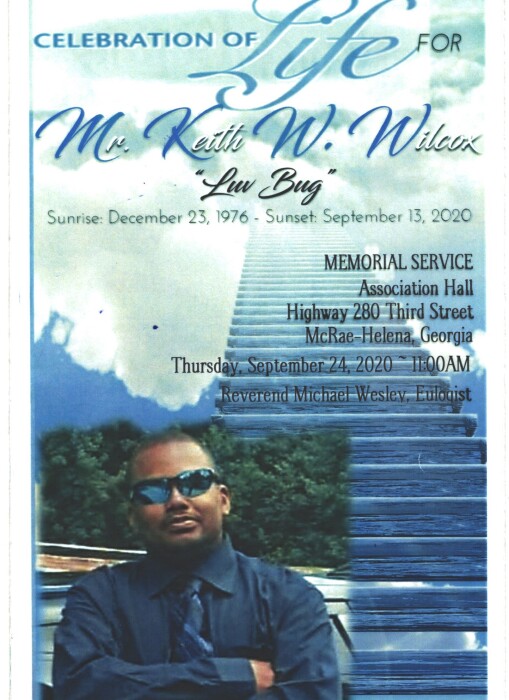 Keith Wilcox Obituary September 13, 2020 A.L. SpauldingBarnes Funeral Home, LLC McRae, GA