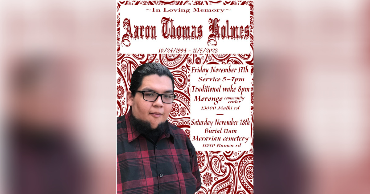 Aaron Holmes Obituary November 5, 2023 Wiefels & Son Mortuary