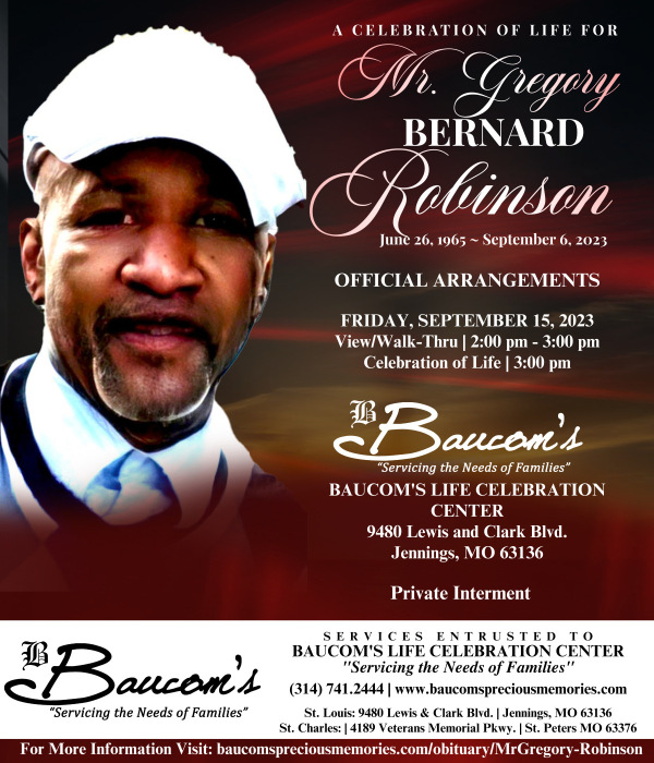 Mr. Gregory Robinson Obituary September 6, 2023 Life