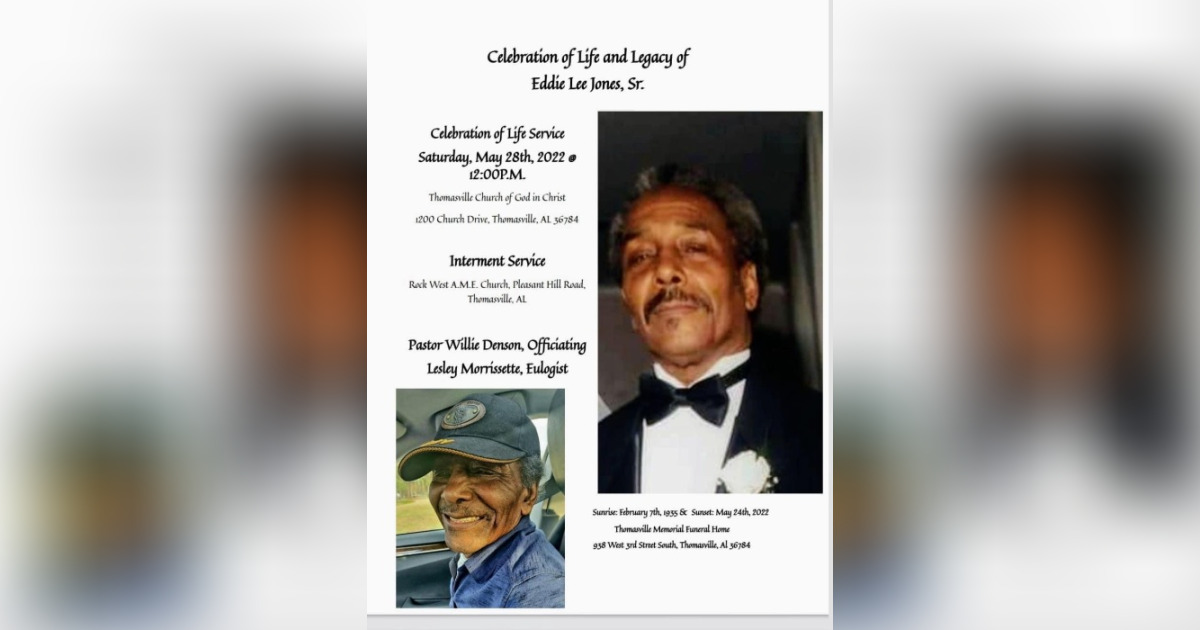 Eddie Jones Obituary May 24, 2022 Thomasville Memorial Funeral
