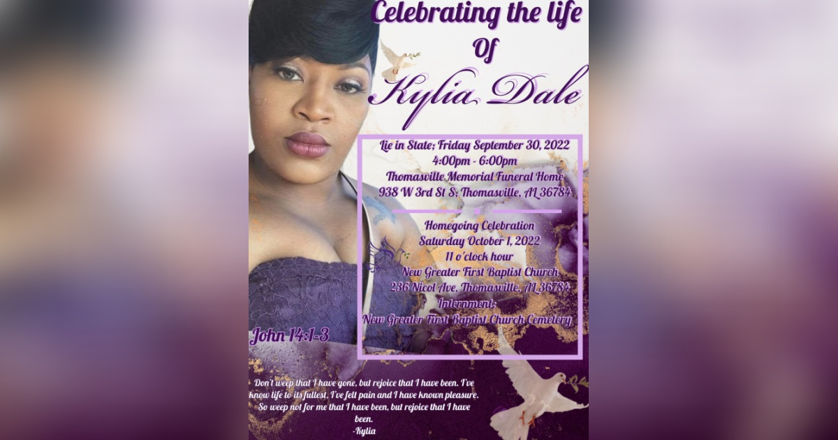 Kylia Dale Obituary September 21, 2022 Thomasville Memorial Funeral