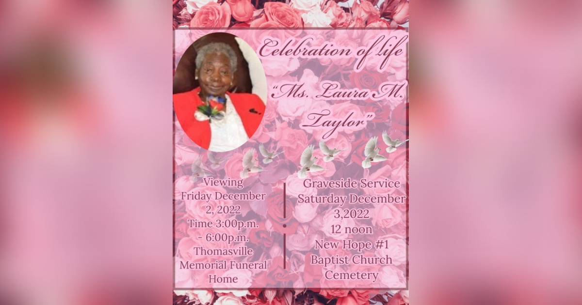 Laura Taylor Obituary November 25, 2022 Thomasville Memorial