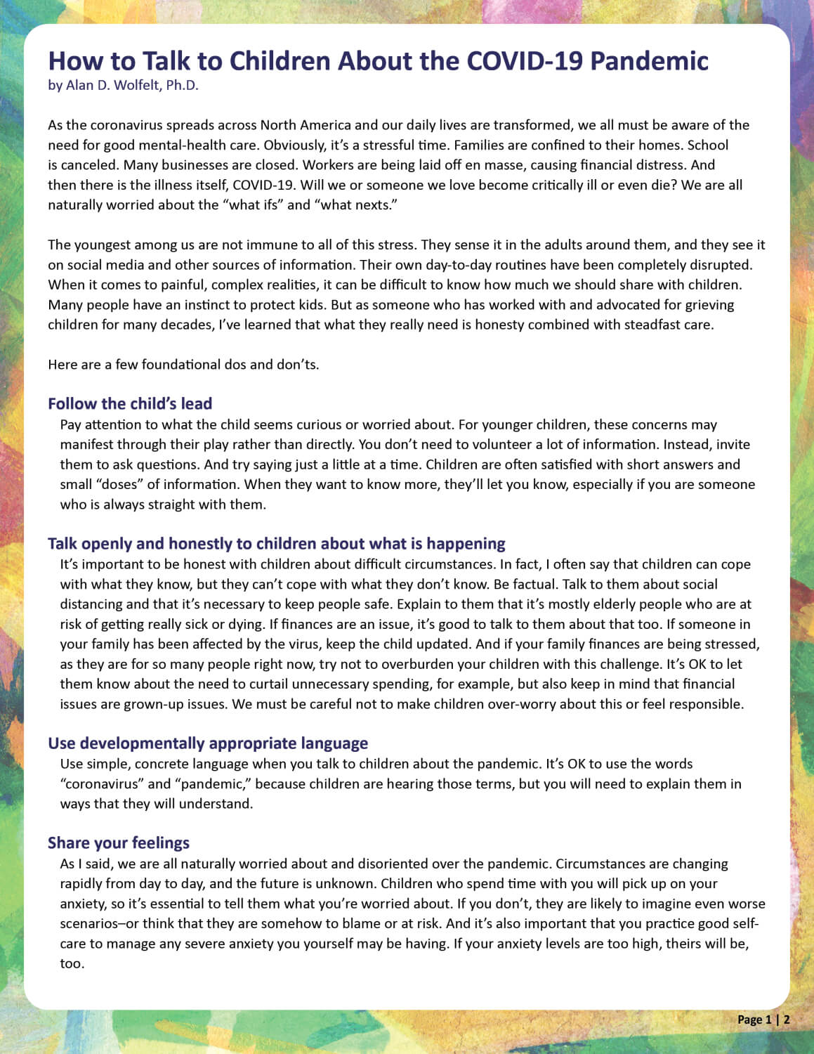 How to Talk to Children About the COVID19 Pandemic VertinMunson