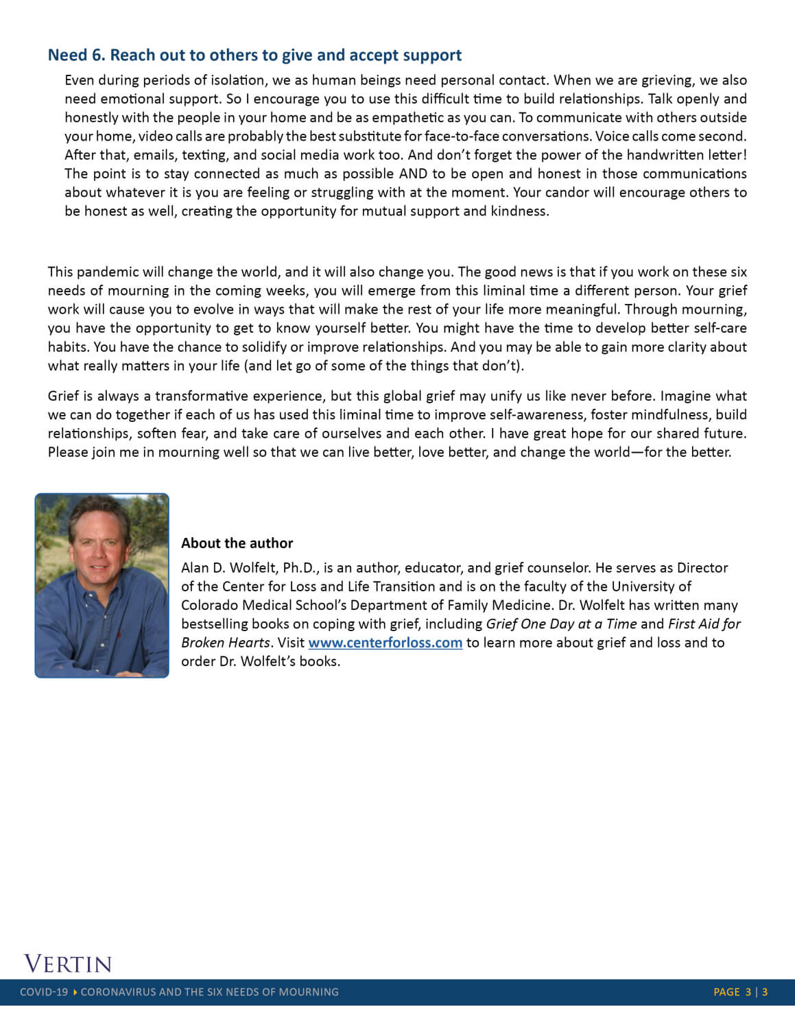 Coronavirus and the Six Needs of Mourning Sannes Feist Family Funeral