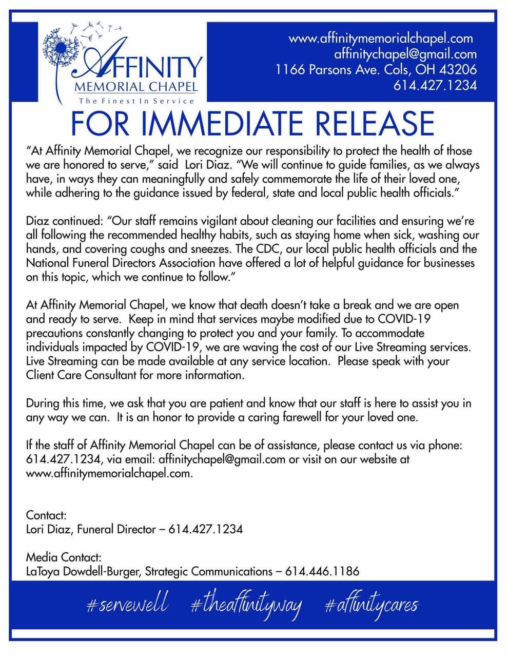 Affinity Memorial Chapel Columbus OH funeral home and cremation