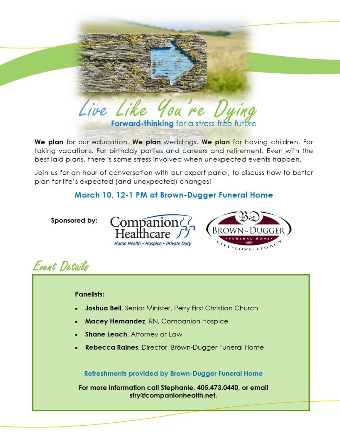 Live Like Your Dying BrownDugger Funeral Home Perry OK funeral