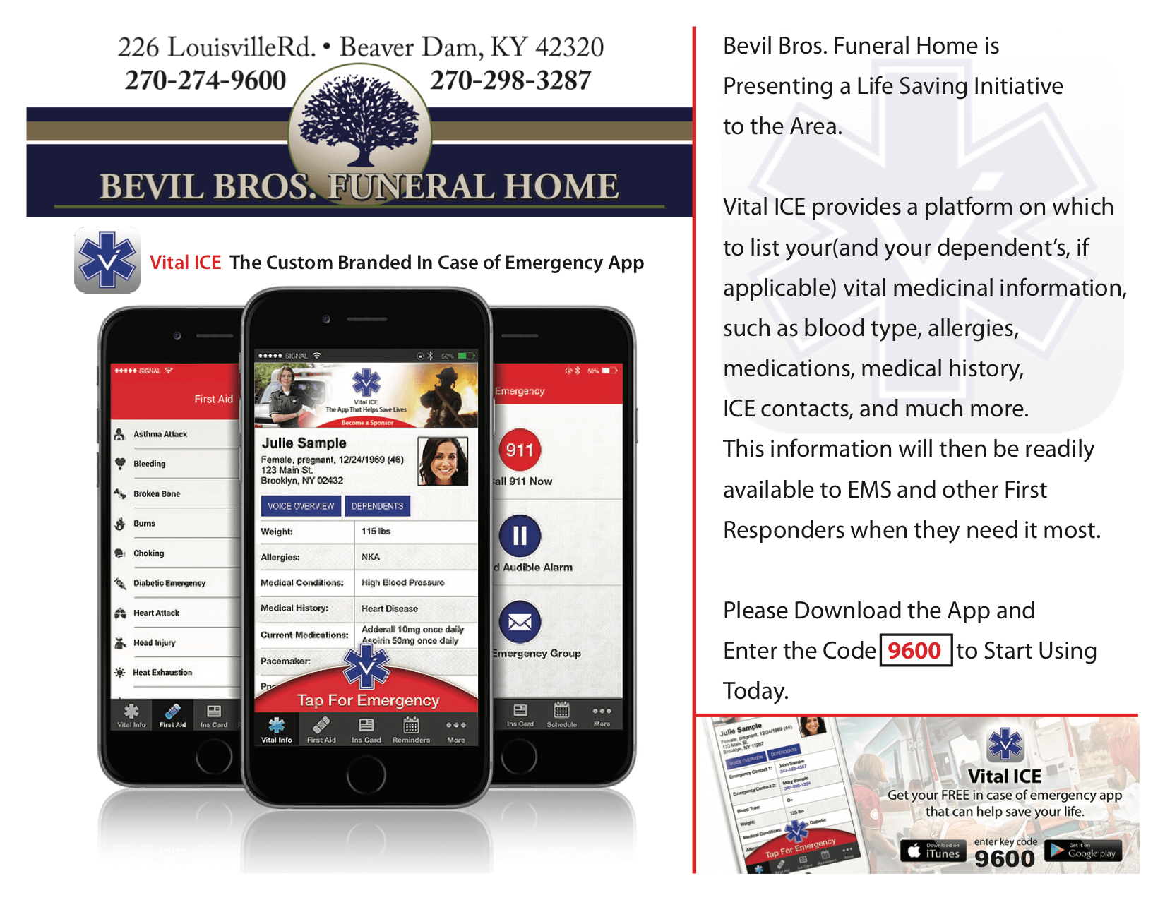 Vital ICE Bevil Bros. Funeral Home Beaver Dam KY funeral home and